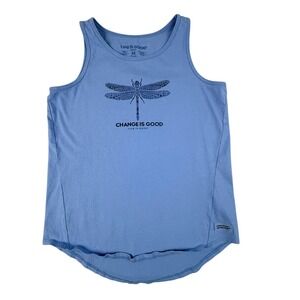 Life is Good Womens Crusher Tank Top Blue Dragonfly Change is Good Womens Medium